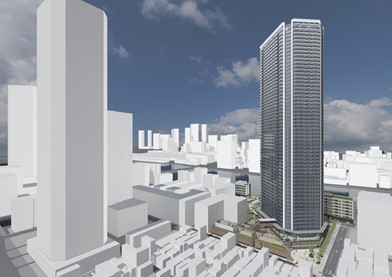 Imagem conceitual do Projeto de Reurbanização Urbana Tipo 1 do Distrito de Tsukishima 3-chome Norte